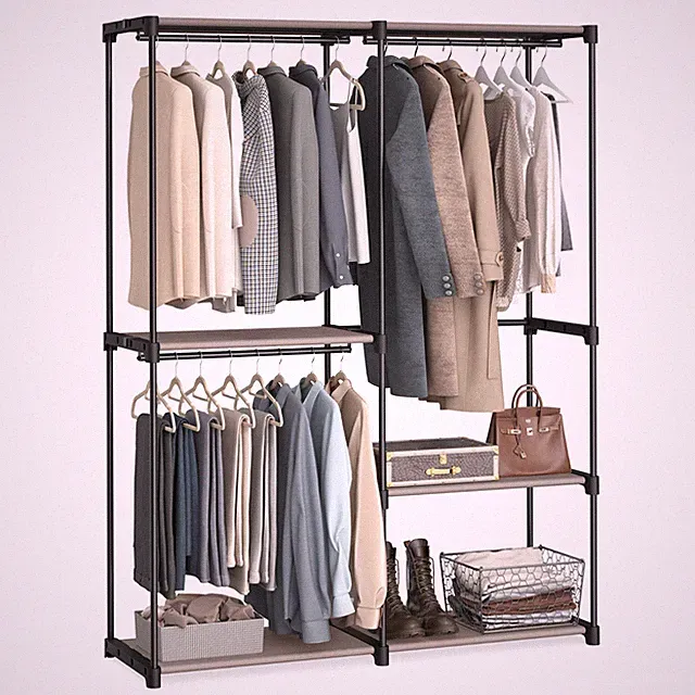 Kleiderschrank, freistehende Garderobe,138 x 43 x 182 cm, Taupe RYGDE025R02
