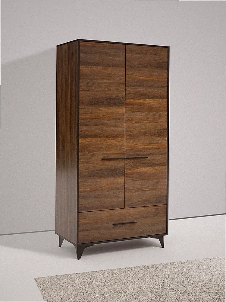 Kleiderschrank "Frida" Drehtürenschrank 91cm Shirin Walnuss schwarz