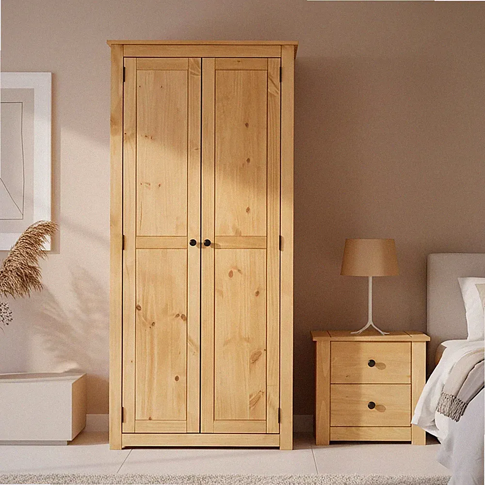 Kleiderschrank Garderobenschrank Drehtürenschrank Kiefer massiv Landhaus Stil