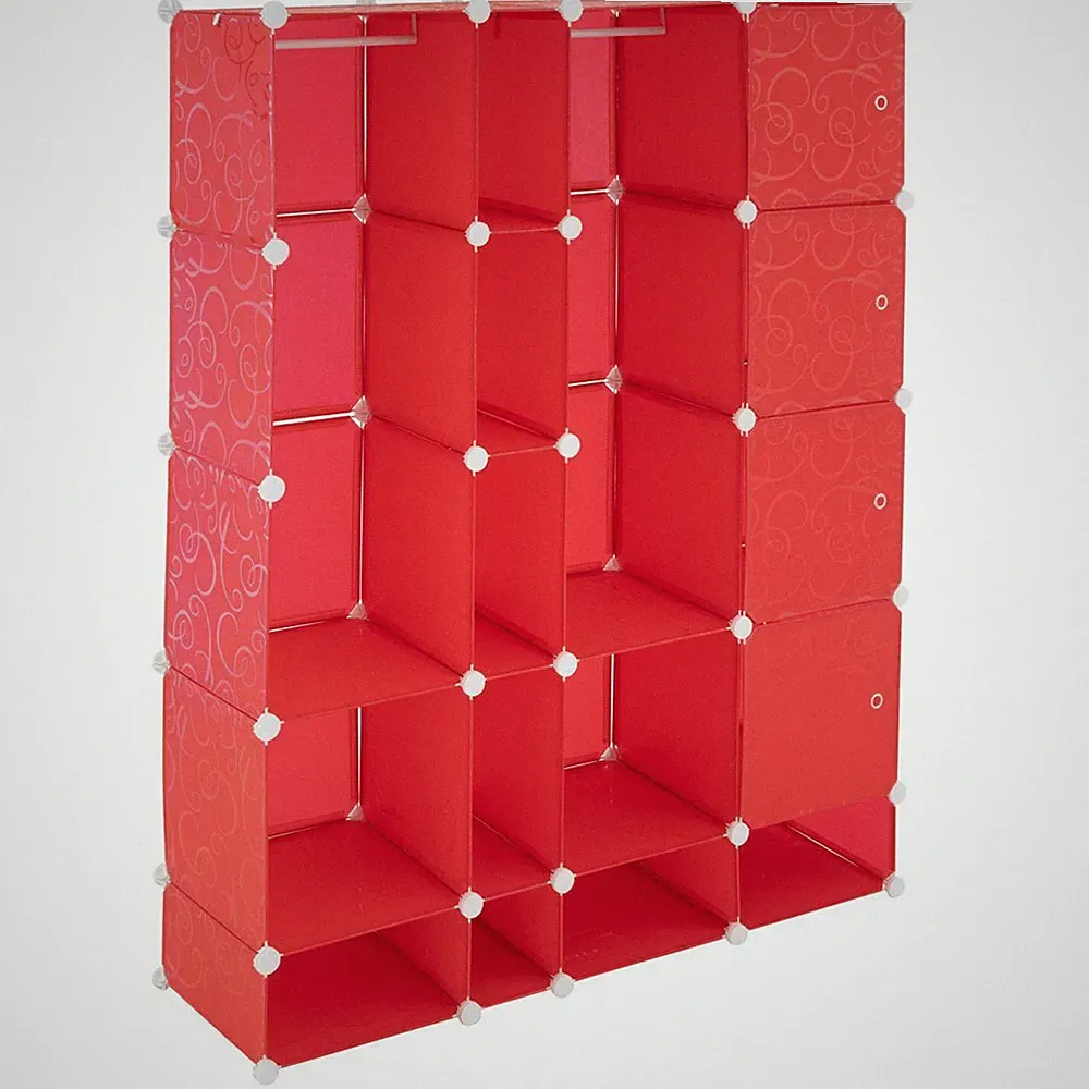 Kleiderschrank Garderobenschrank rot 161x127x37cm Steckregal DIY stapelbar