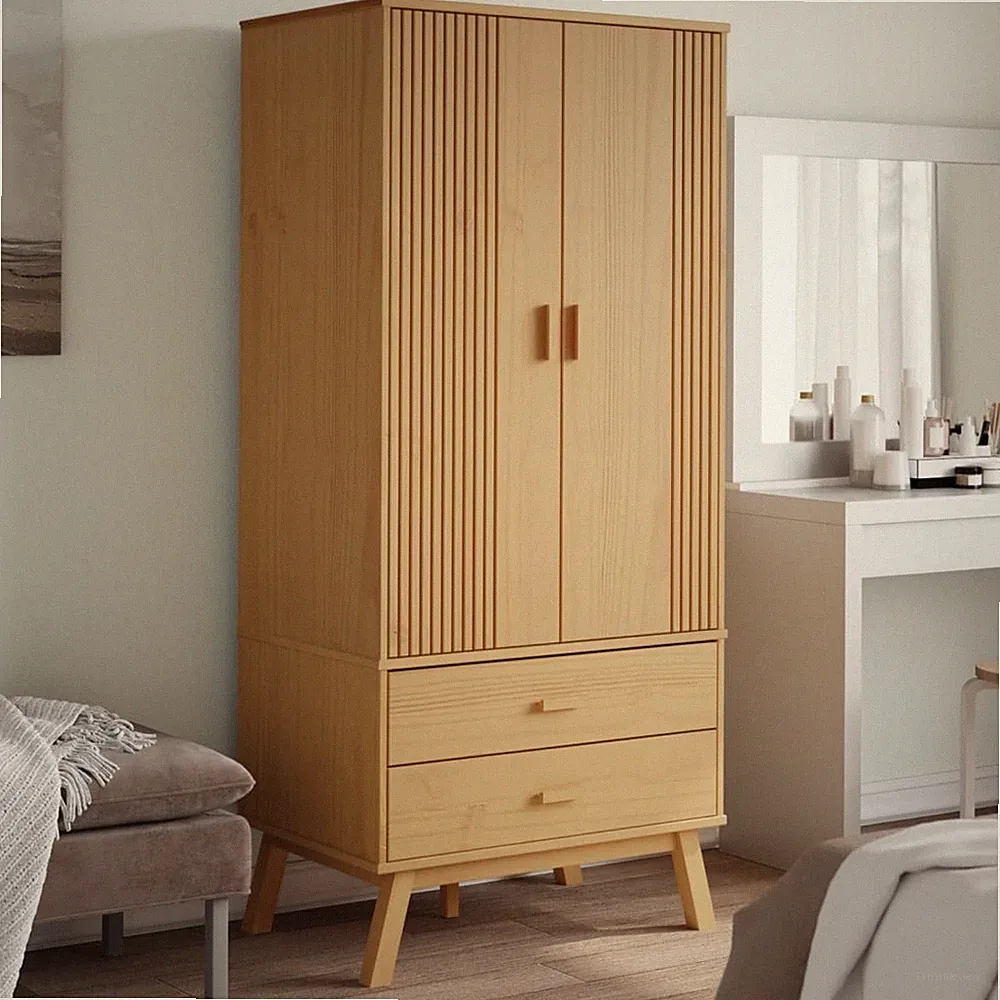 Kleiderschrank Garderobenschrank Schlafzimmer Schrank Massivholz Kiefer vidaXL