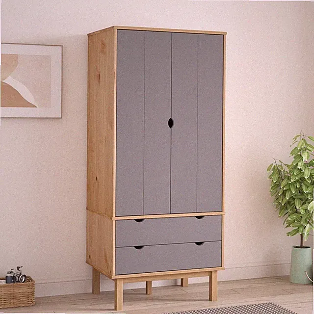 Kleiderschrank Holz Garderobenschrank Garderobe Schlafzimmerschrank Hochschrank