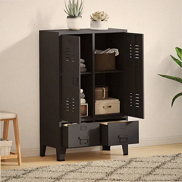 Kleiderschrank Industrie-Stil Stahl Anthrazit 67x35x107 cm