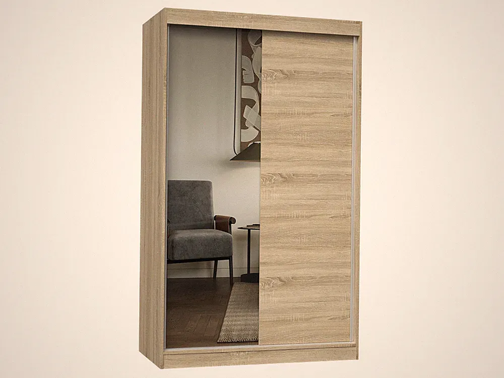 Kleiderschrank Inge Sonoma-Eiche 120 cm mit Spiegel, 200x120x61 cm