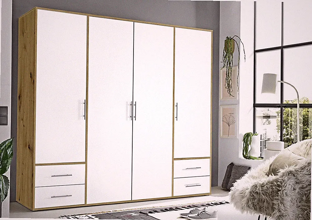 Kleiderschrank JERO BHT 206x195x60 cm bunt Drehtürenschrank