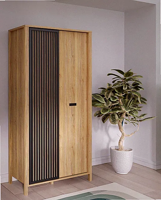 Kleiderschrank JYTANA JTNS821L-M635 Lamellenschrank mit Schiebe und Flügeltür