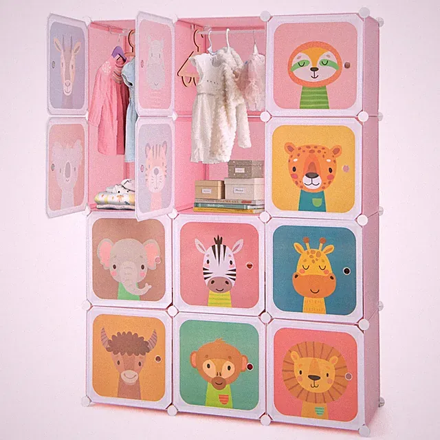 Kleiderschrank Kinder Steckregal für Kinderzimmer Kunststoff Kinderregal