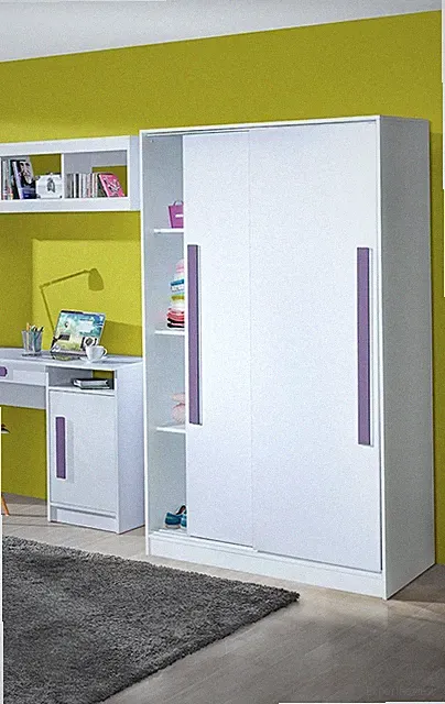 Kleiderschrank Kinderzimmer Schrank 120cm weiß Hochglanz Farbe wählbar 61173114