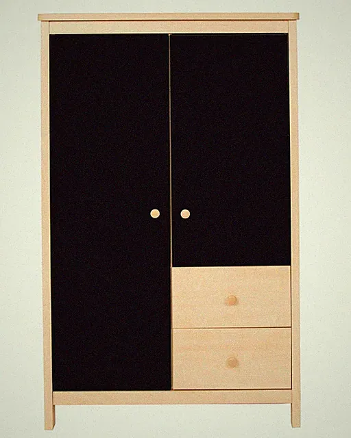 Kleiderschrank Kinderzimmer Spielzeugschrank Ahorn Schubladen schwarz Skippy