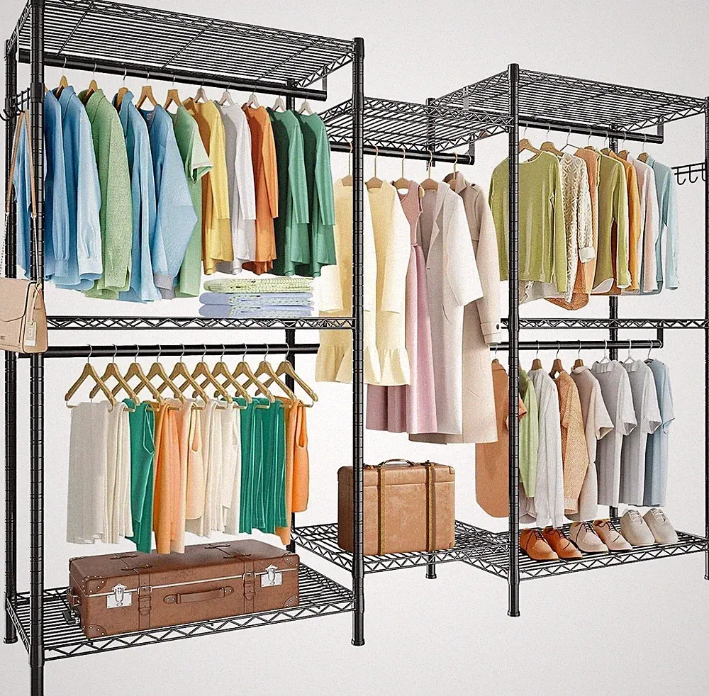 Kleiderschrank Kleiderständer Garderobenständer Schrank Kleidung Schwarz B294