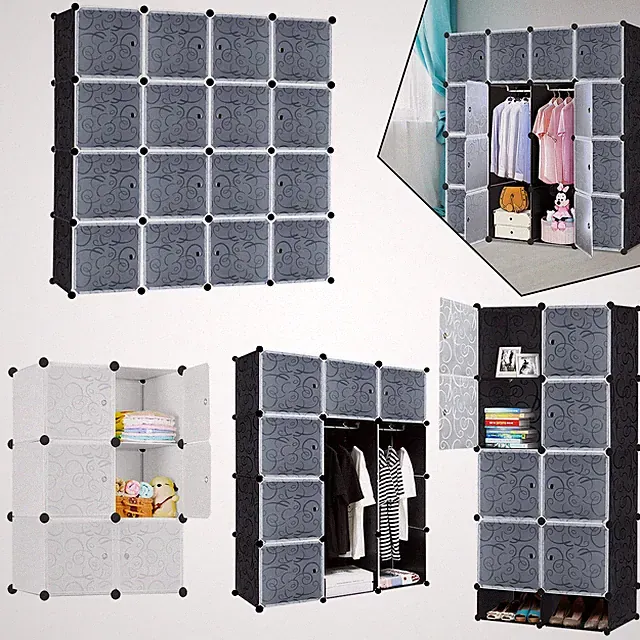 Kleiderschrank Kunststoff Steck-kleiderschrank Portable Garderobe 8 - 16 Würfel