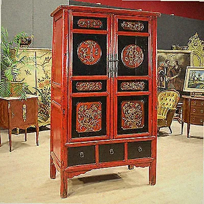 Kleiderschrank lackiert holz chinesisch Garderobe Möbel antik stil orientalisch