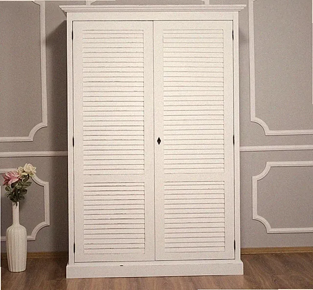 Kleiderschrank Lamellenschrank Schlafzimmerschrank Schrank Landhaus weiß