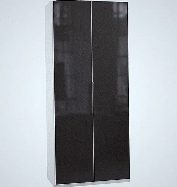 Kleiderschrank Level Drehtürenschrank 100x58x236cm weiß Grauglas (18890)