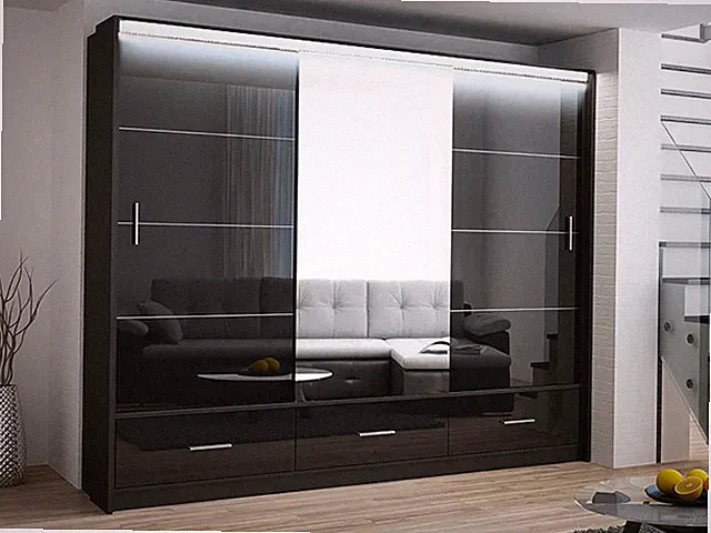 Kleiderschrank MARSYLIA 250 Schrank Schwebetürenschrank mit LED Beleuchtung