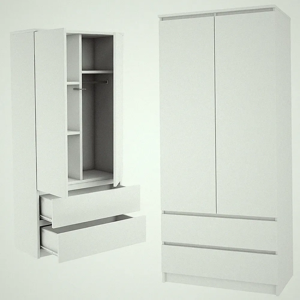 Kleiderschrank Mehrzweckschrank 2 Türen Schubladen Hochschrank Dekor 180cm