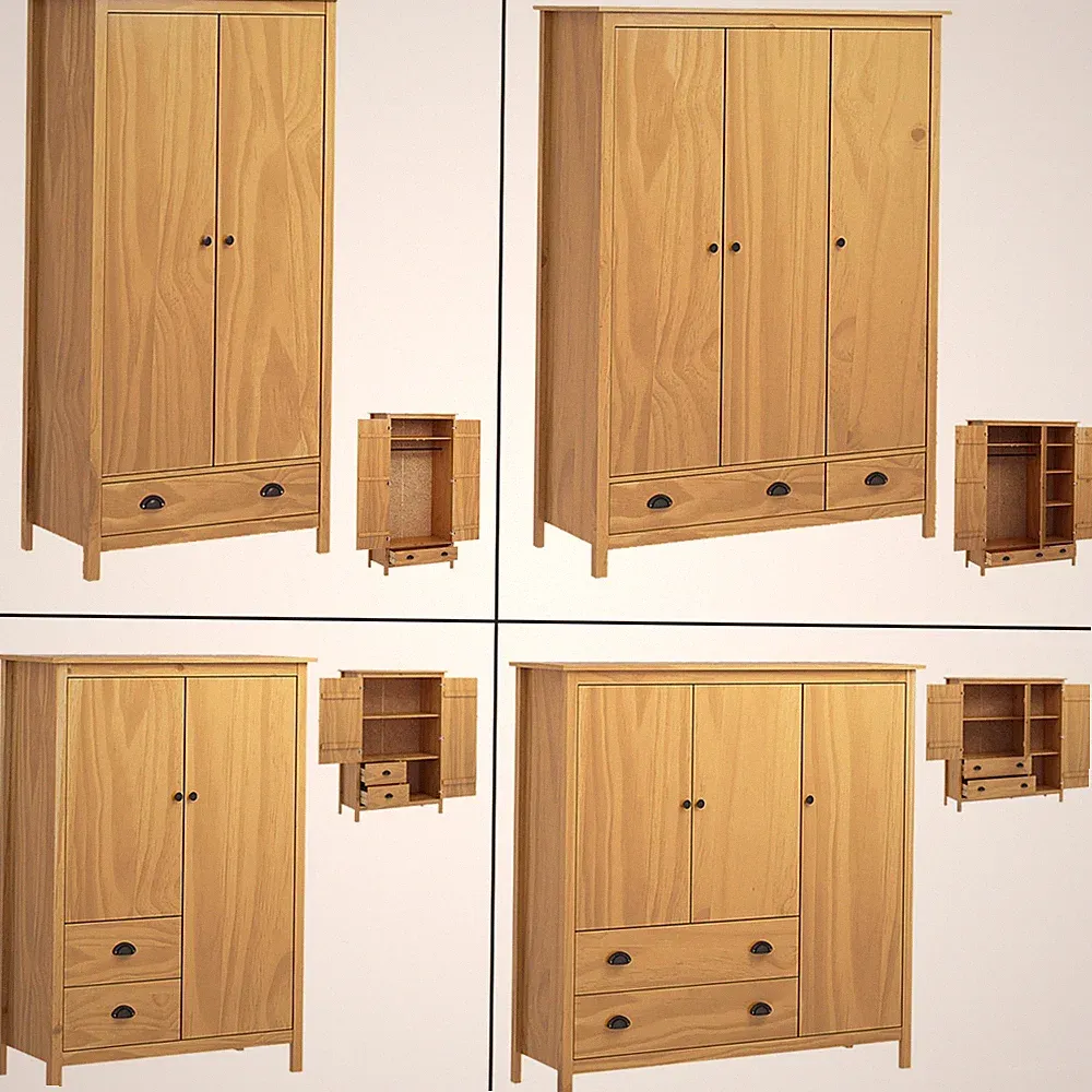 Kleiderschrank Mehrzweckschrank mit 2/3 Türen Hill Range holz Groß Kommode Weiß