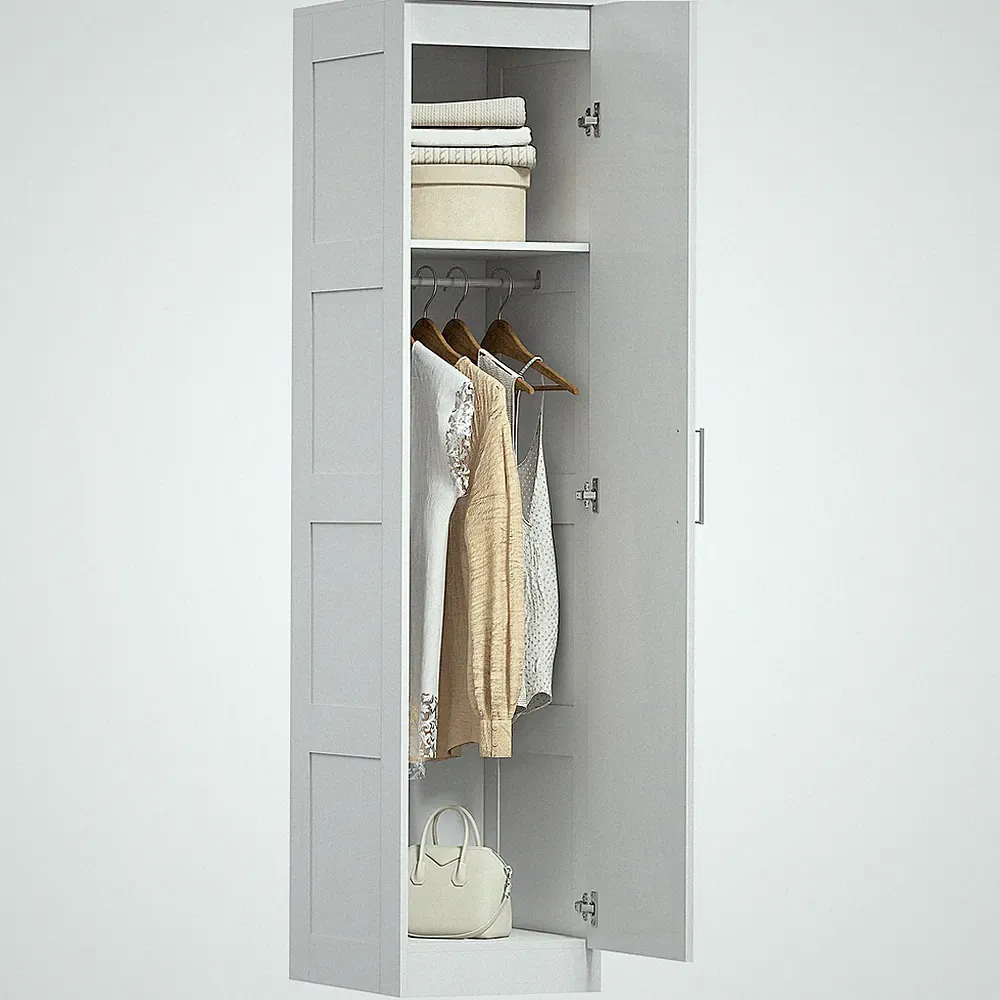 Kleiderschrank Mehrzweckschrank mit Kleiderstange, Regal, Soft-Close-Tür Weiß