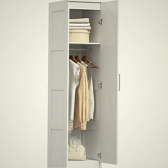 Kleiderschrank Mehrzweckschrank mit Kleiderstange, Regal, Soft-Close-Tür Weiß