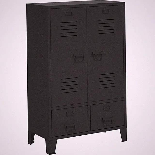 Kleiderschrank Metall Industrie-Stil 67x35x107 cm Schwarz