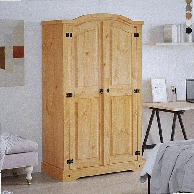Kleiderschrank Mexiko-Stil Kiefernholz Garderobenschrank Holzschrank Flurschrank