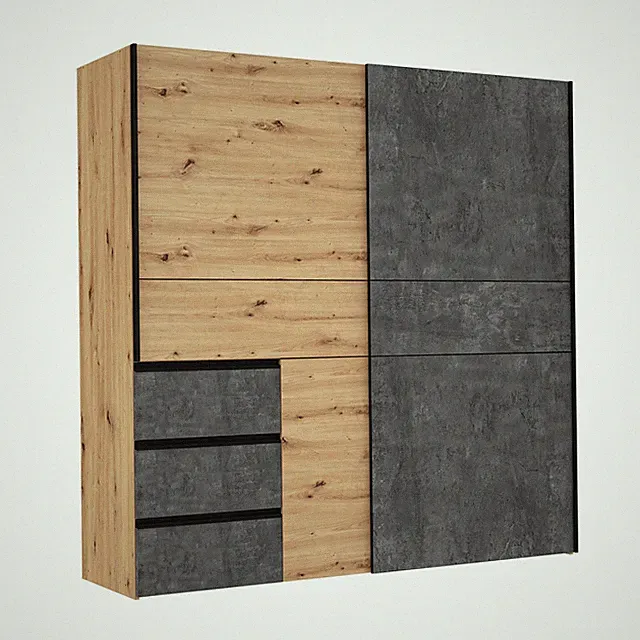 Kleiderschrank MINNOW BHT 171x201x62 cm silber Drehtürenschrank