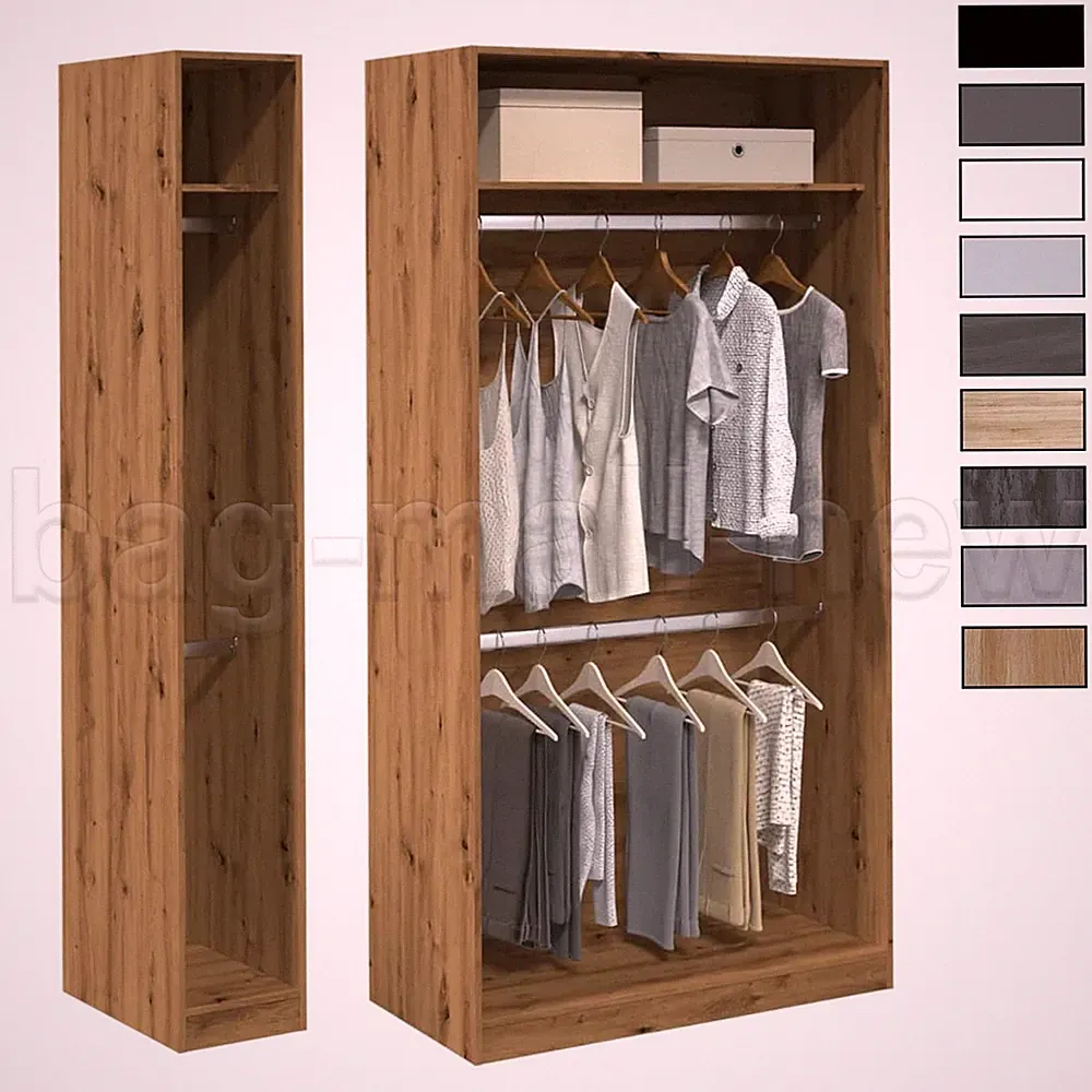 Kleiderschrank mit 1 Regal Offen Garderobenschrank Flurschrank (30-100)x80x200cm