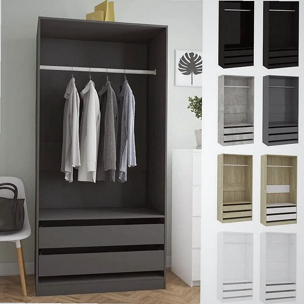 Kleiderschrank mit 2 Schubladen 1 offen Fach Kleiderständer Schrank 100x50x200cm