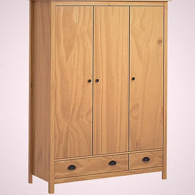 Kleiderschrank mit 3 Türen Massivholz Holz Garderobenschrank Holzschrank Schrank