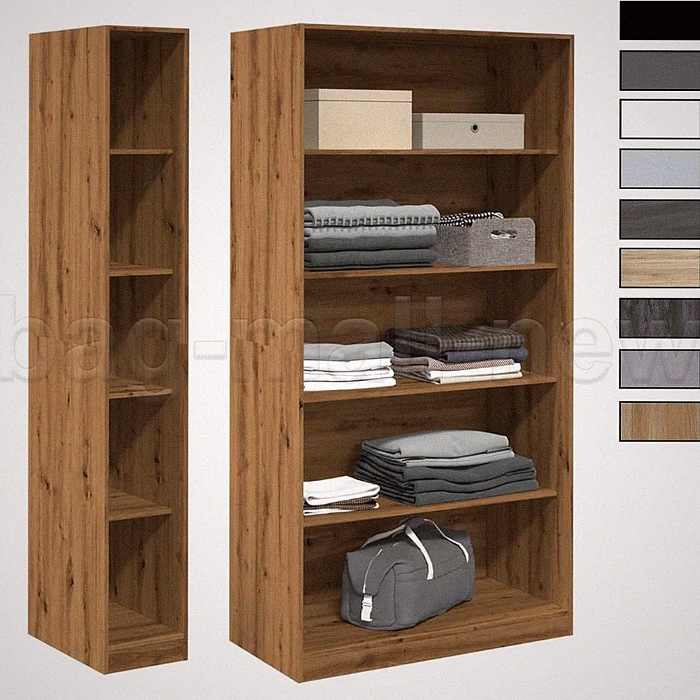 Kleiderschrank mit 4 Böden Flurschrank Offen Garderoben Schrank (30-100)x80x200