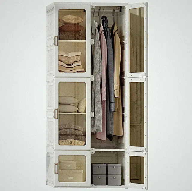 Kleiderschrank mit 6 Würfeln+1 Aufhängeschiene, Mehrzweckschrank mit Magnettüren