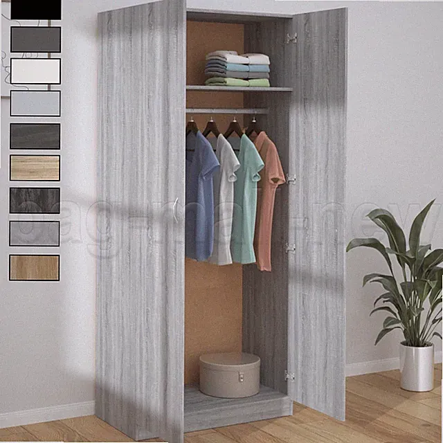 Kleiderschrank mit Kleiderstange Garderobenschrank Mehrzweckschrank 90x52x200cm