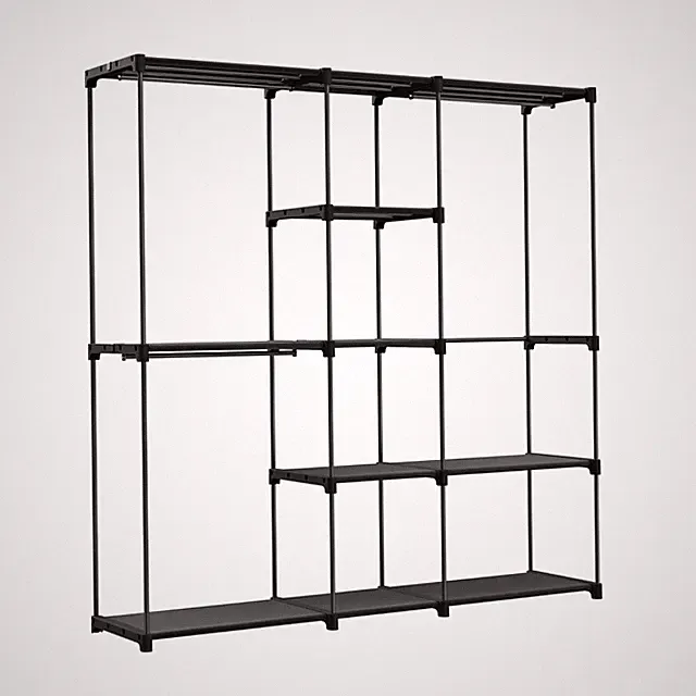 Kleiderschrank,mit Kleiderstangen, Stoffablagen, Metallrahmen, 182 x 43 x 182 cm