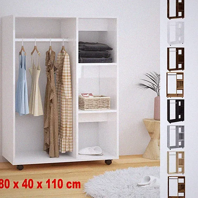 Kleiderschrank mit Rollen Garderobenschrank Garderobe Flurschrank Mehrere Farben