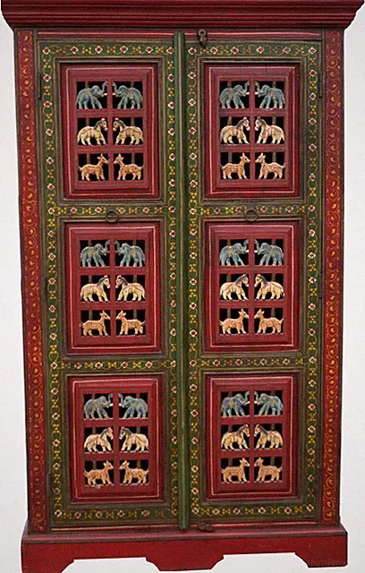 Kleiderschrank mit Schnitzereien und Bemalung - Modell 1 - 162*100*36 cm