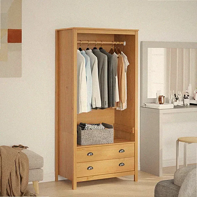 Kleiderschrank mit Schubladen HILL Honigbraun 84 x 50 x 170 cm Kleiderschrank Kl