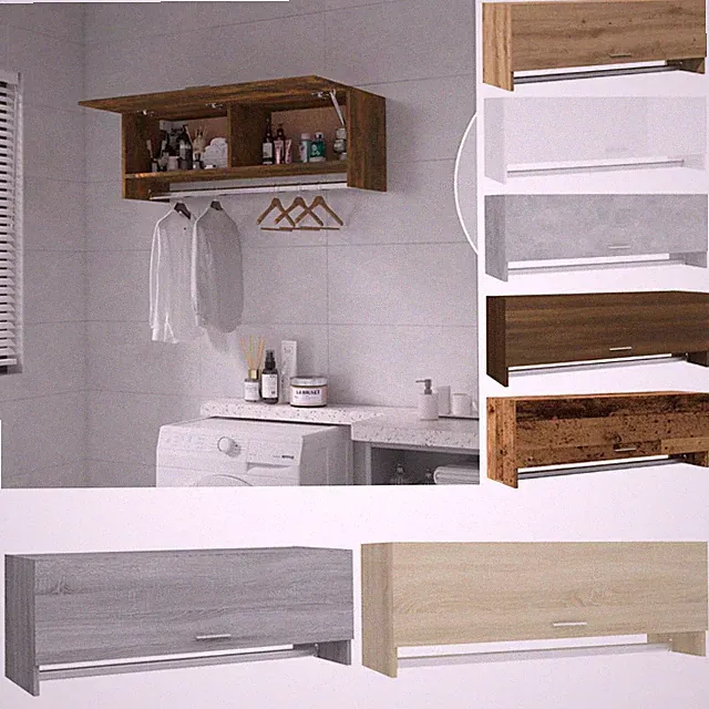 Kleiderschrank Mit Stauraum Wandmontierte Kleiderständer Holz Kleiderstange