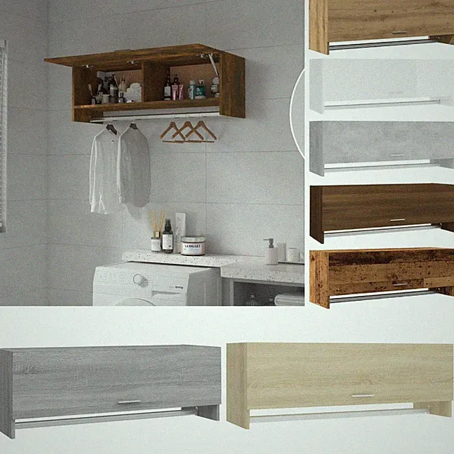 Kleiderschrank Mit Stauraum Wandmontierte Kleiderständer Holz Kleiderstange