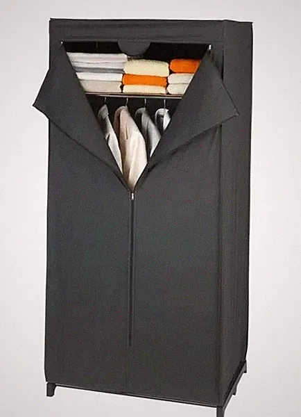 Kleiderschrank Mod. Deep Black mit Ablage, Gestell aus Metall