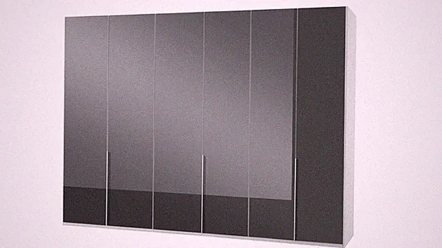Kleiderschrank New York C Glas grau und Alpinweiß 270 Schrank Drehtürenschrank