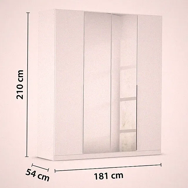 Kleiderschrank Rauch Alabama 181×210 cm weiß mit Spiegel