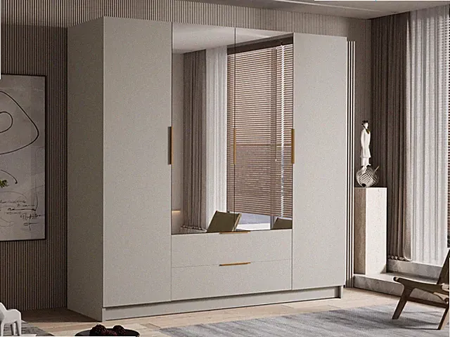 Kleiderschrank Restopi II Drehtürenschrank Kleiderstange Schlafzimmer Spiegel