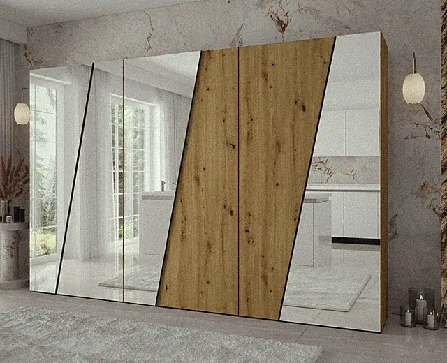 Kleiderschrank Rumds 4L 300 cm mit 2 Türen, Garderobe Kleiderstange Kollektion