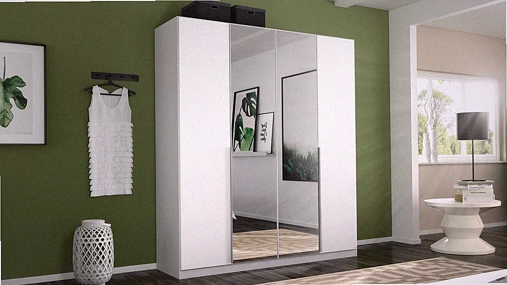 Kleiderschrank Schlafzimmerschrank Alabama inkl. Innenausstattung weiß 181 cm