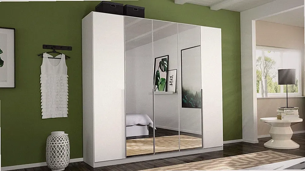 Kleiderschrank Schlafzimmerschrank Alabama inkl. Innenausstattung weiß 226 cm