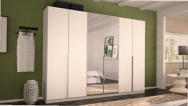 Kleiderschrank Schlafzimmerschrank Alabama inkl. Innenausstattung weiß 271 cm