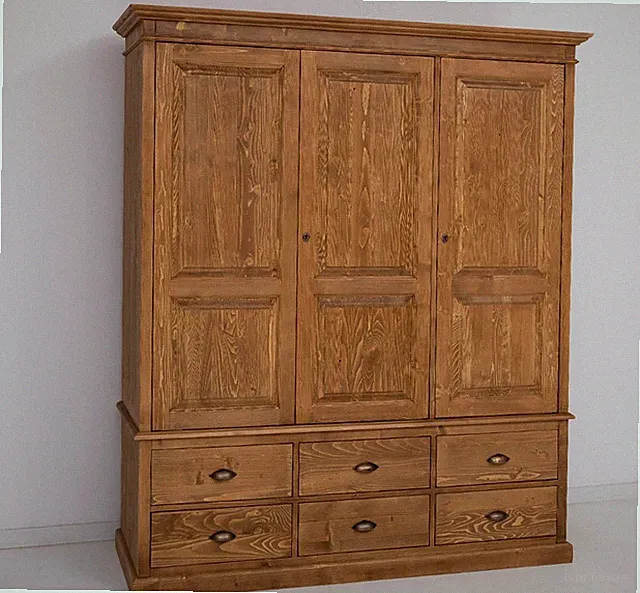Kleiderschrank Schlafzimmerschrank Schrank Landhaus Massivholz braun gewachst