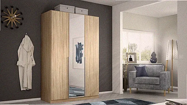 Kleiderschrank Schrank Drehtürenschrank Alabama 3-trg. Sonoma Eiche 136 cm