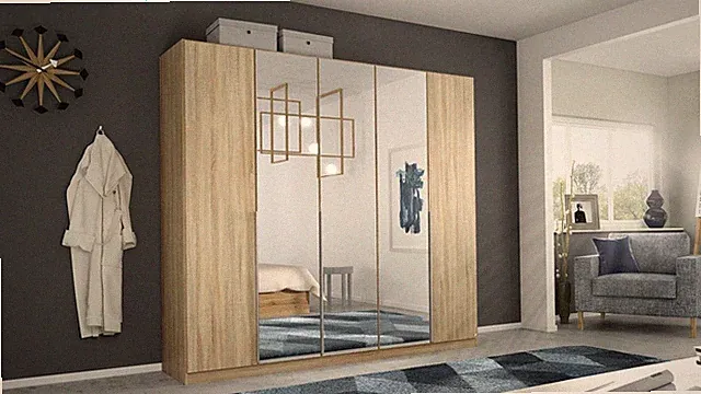 Kleiderschrank Schrank Drehtürenschrank Alabama 5-trg. Sonoma Eiche 226 cm