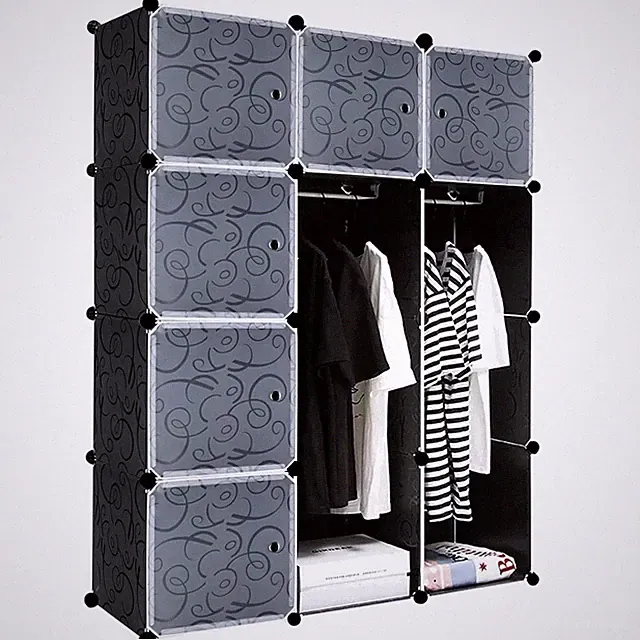 Kleiderschrank Schwarz Steckregal 12 Würfel Garderobenschrank Schrank